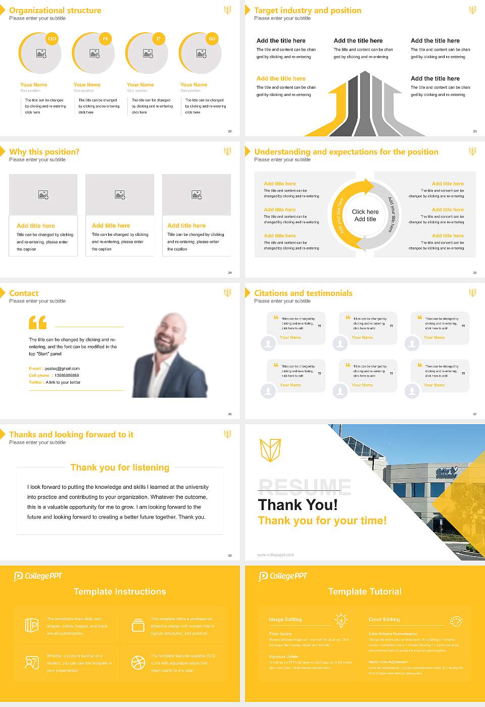 Devry University-California Resume PPT Template16:9 ratio PPT effect preview image4