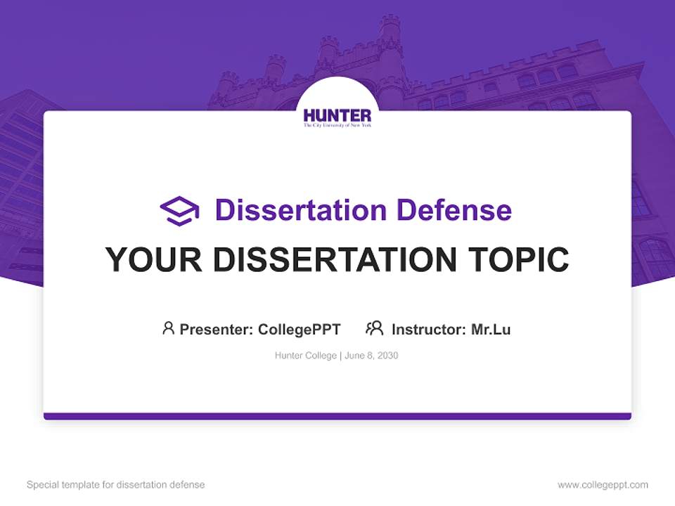 Hunter College Graduation Thesis Defense PPT Template4:3 ratio PPT effect preview image7