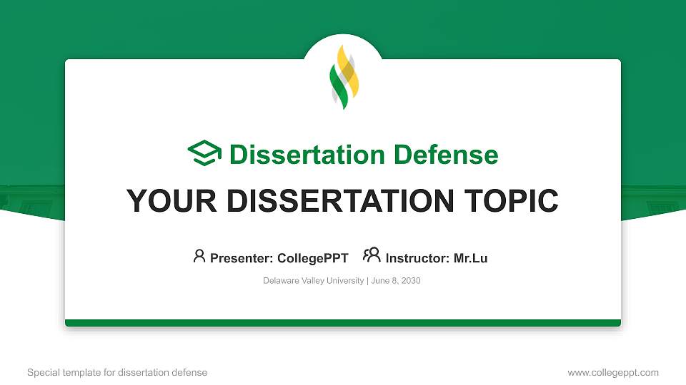 Delaware Valley University Graduation Thesis Defense PPT Template16:9 ratio PPT effect preview image