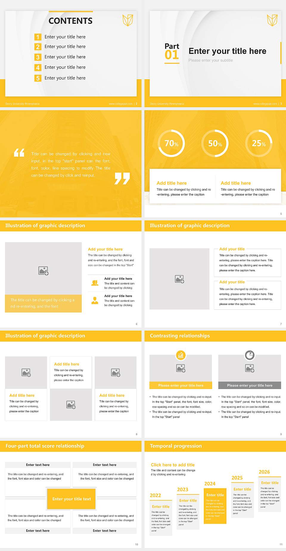 Devry University-Pennsylvania Thesis Proposal/Graduation Defense PPT Template4:3 ratio PPT effect preview image2