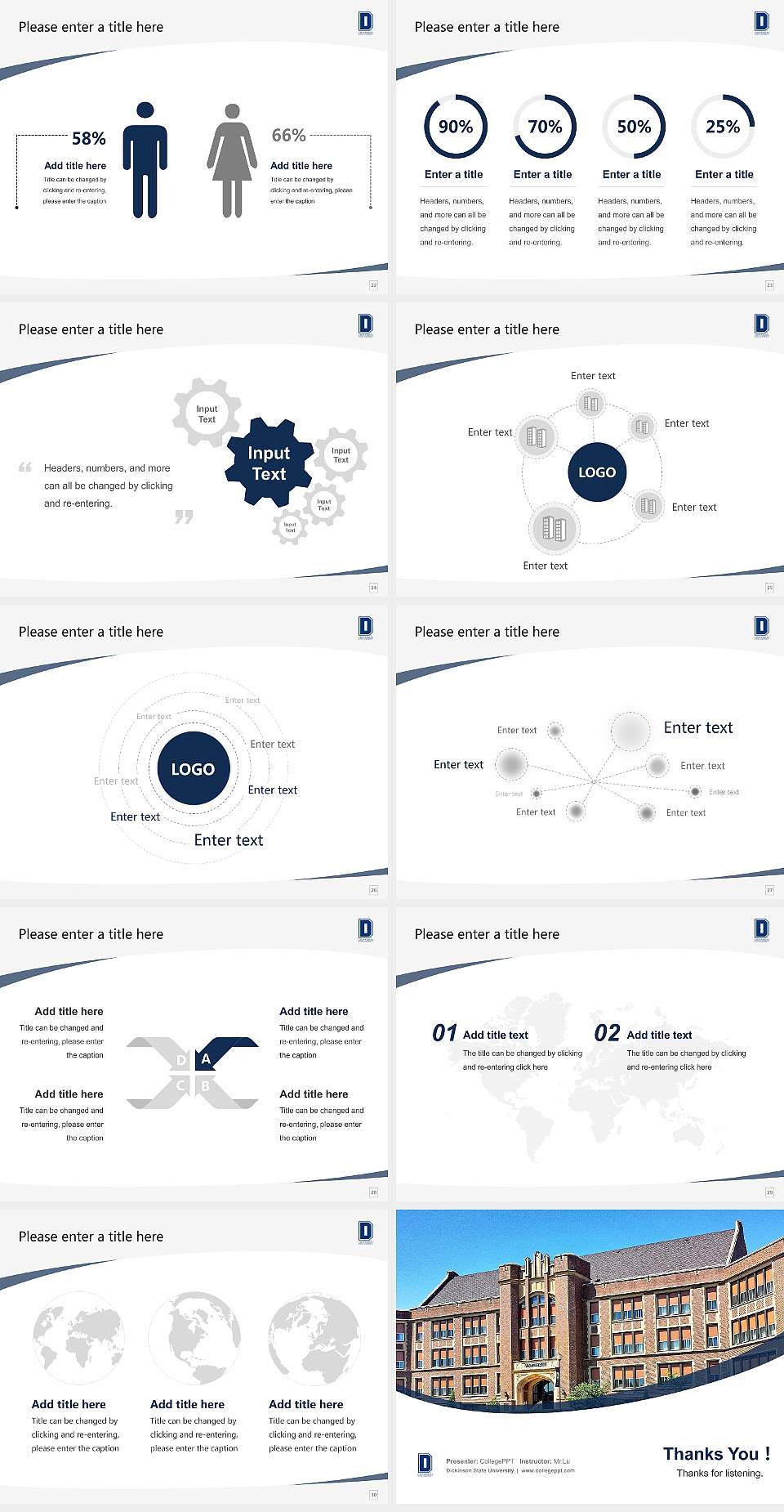 Dickinson State University Course/Courseware Creation PPT Template4:3 ratio PPT effect preview image4