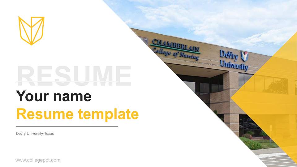 Devry University-Texas Resume PPT Template16:9 ratio PPT effect preview image