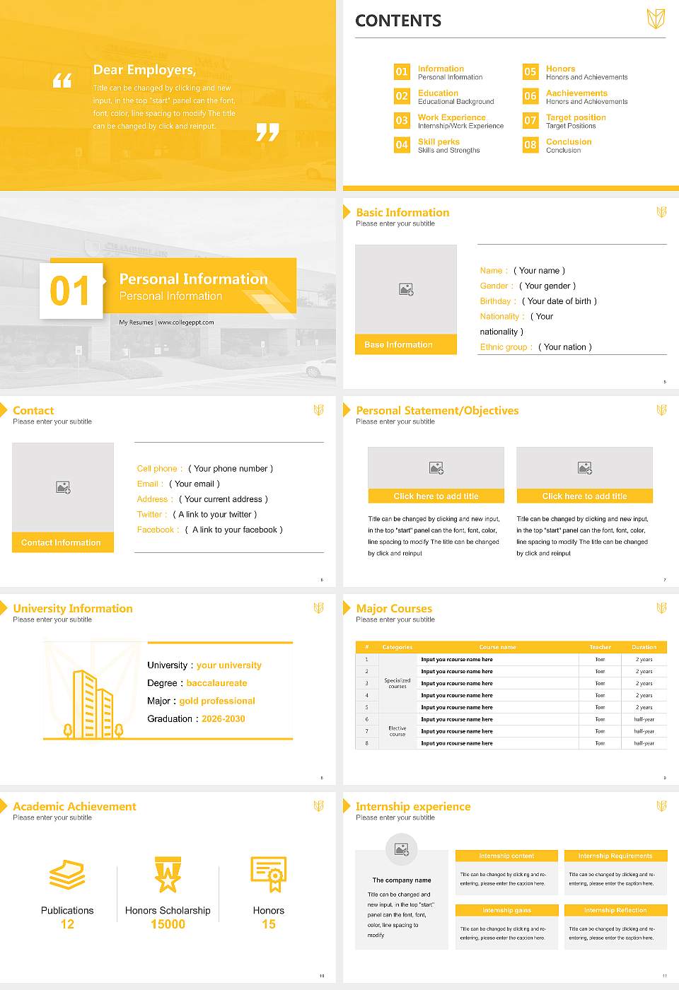 Devry University-Texas Resume PPT Template16:9 ratio PPT effect preview image2