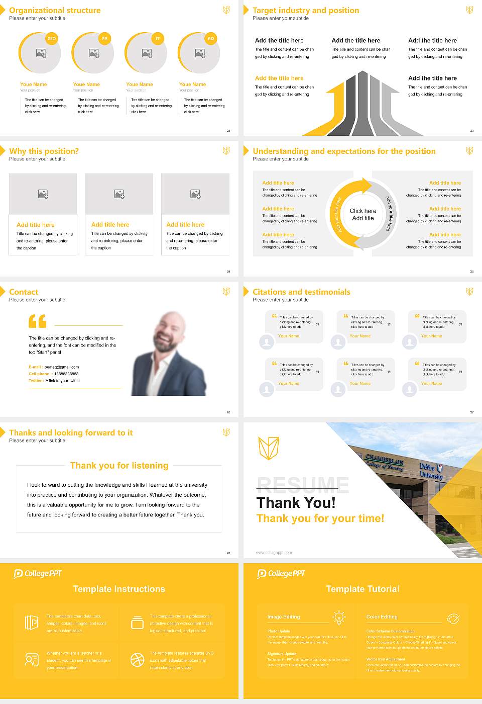 Devry University-Texas Resume PPT Template16:9 ratio PPT effect preview image4