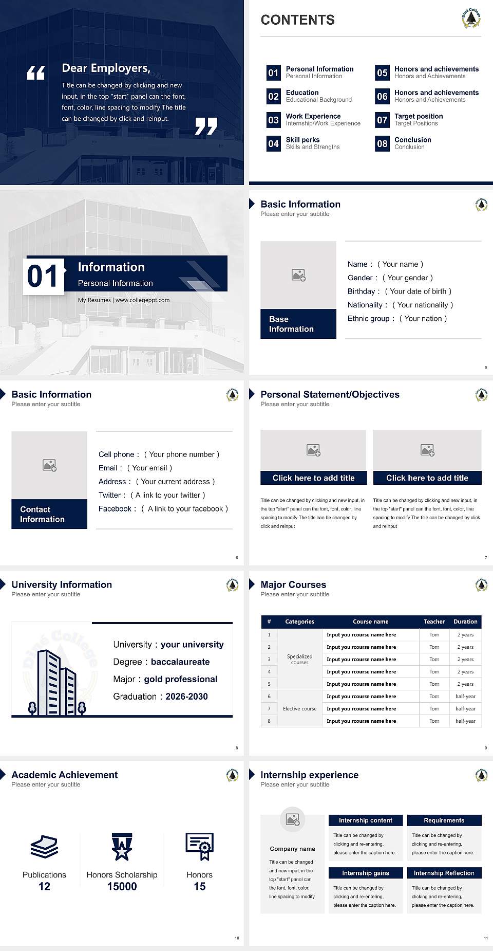 Dine College Resume PPT Template4:3 ratio PPT effect preview image2