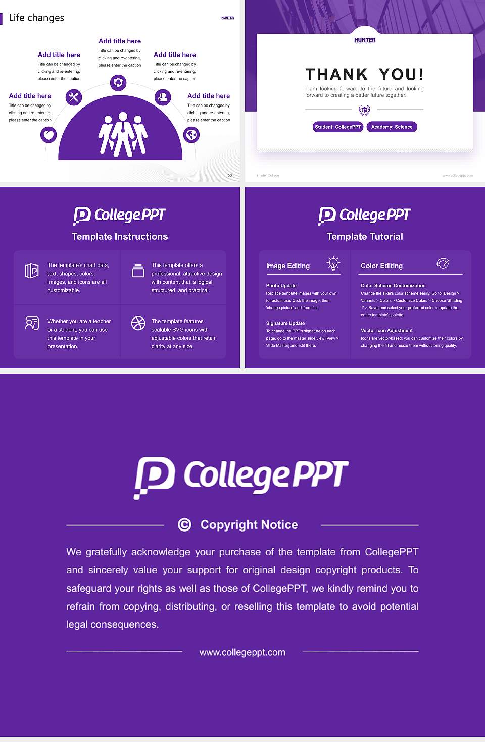 Hunter College National Scholarship Defense PPT Template4:3 ratio PPT effect preview image4