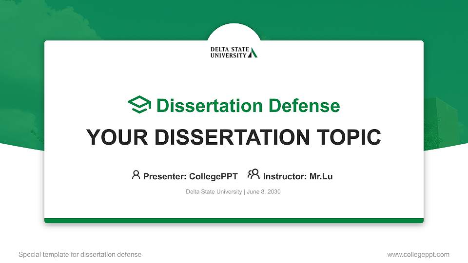 Delta State University Graduation Thesis Defense PPT Template16:9 ratio PPT effect preview image