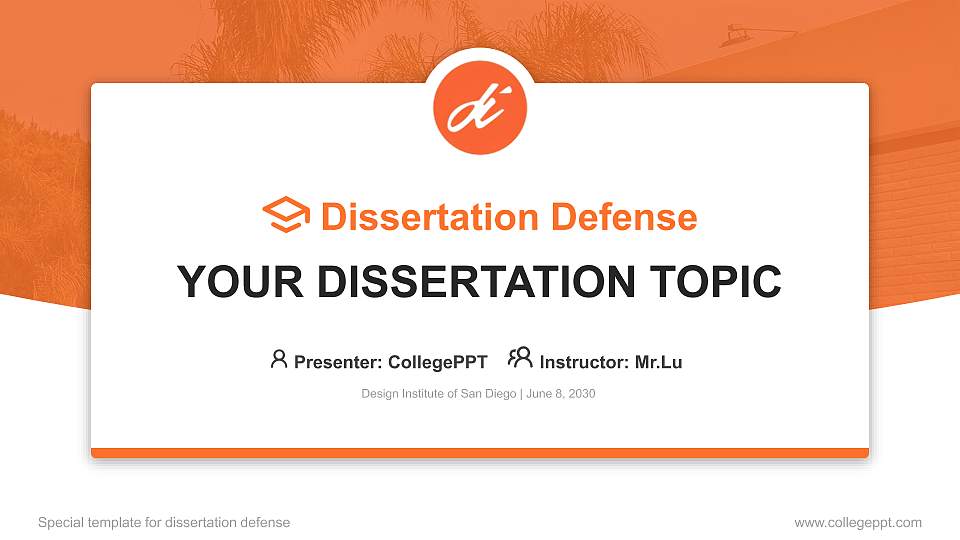 Design Institute of San Diego Graduation Thesis Defense PPT Template16:9 ratio PPT effect preview image