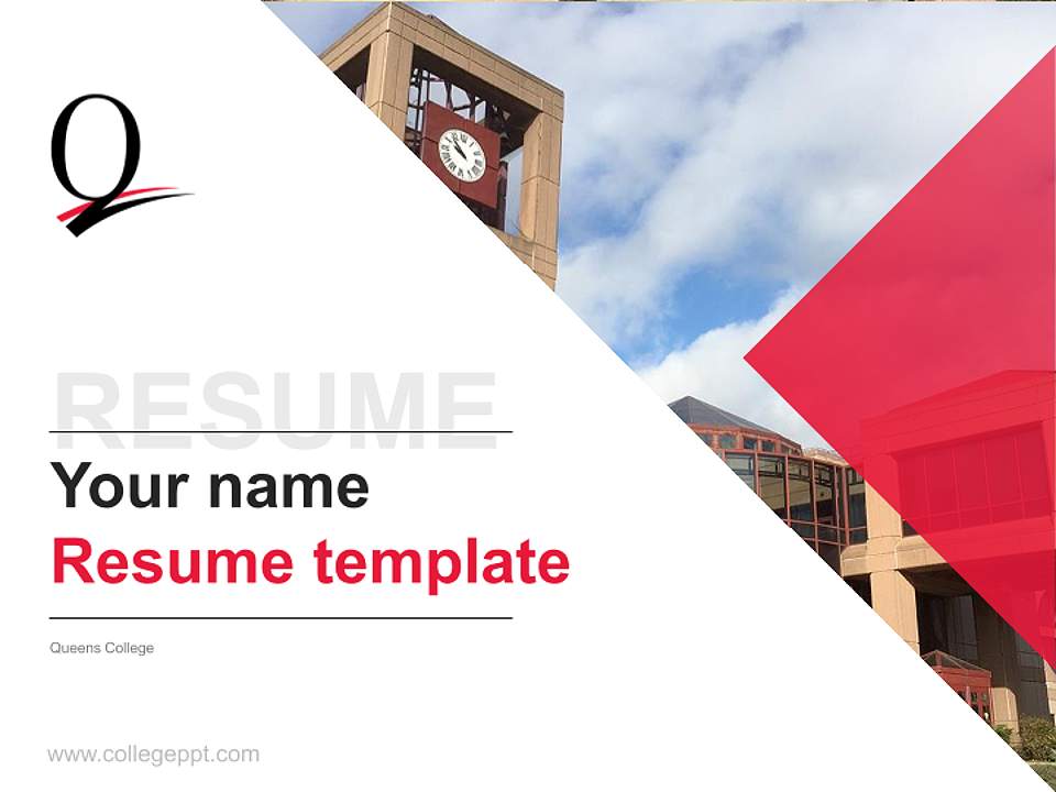 Queens College Resume PPT Template4:3 ratio PPT effect preview image5