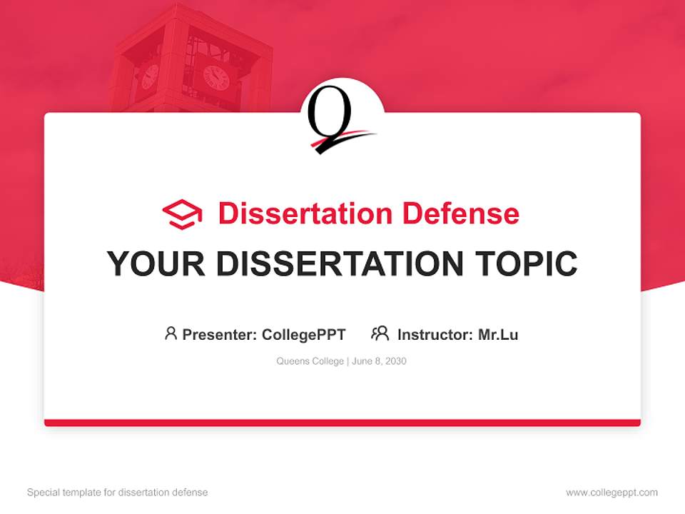 Queens College Graduation Thesis Defense PPT Template4:3 ratio PPT effect preview image7