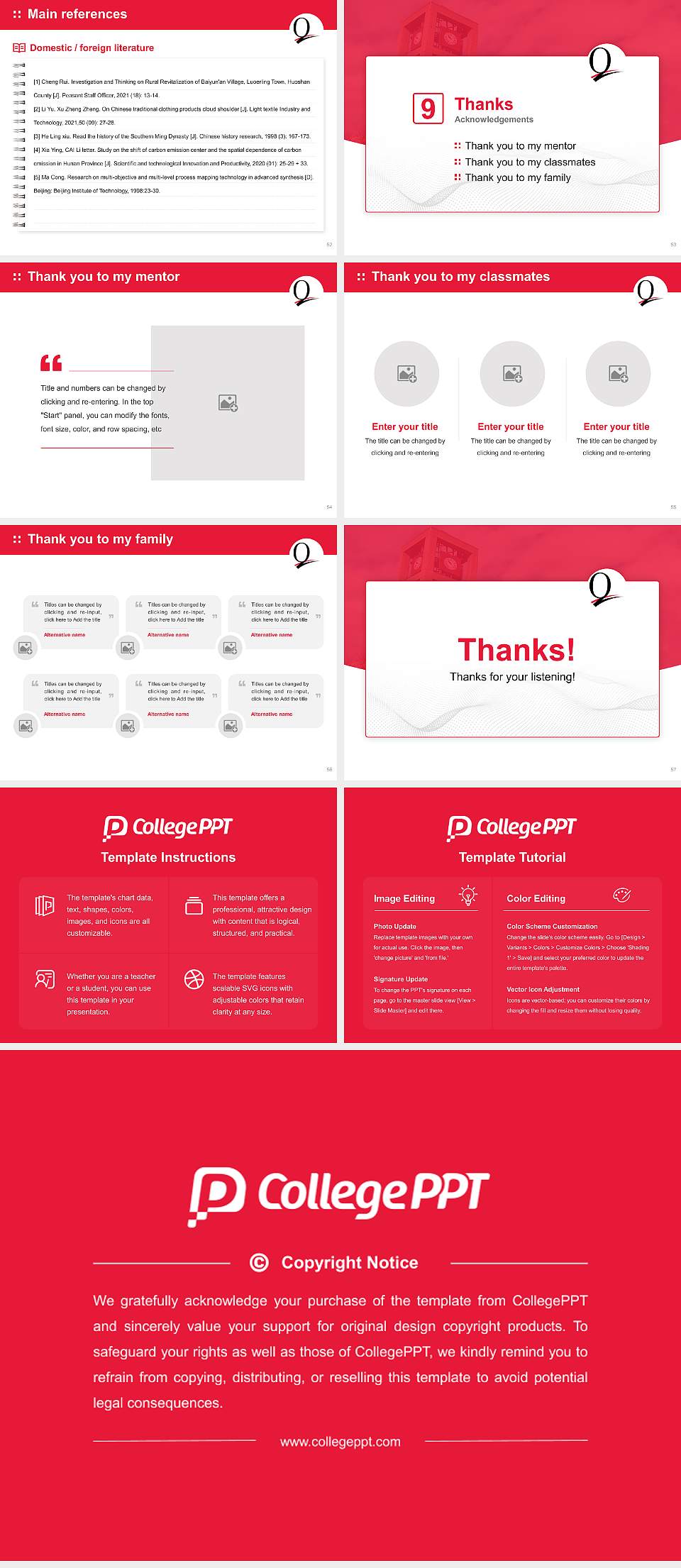 Queens College Graduation Thesis Defense PPT Template4:3 ratio PPT effect preview image7