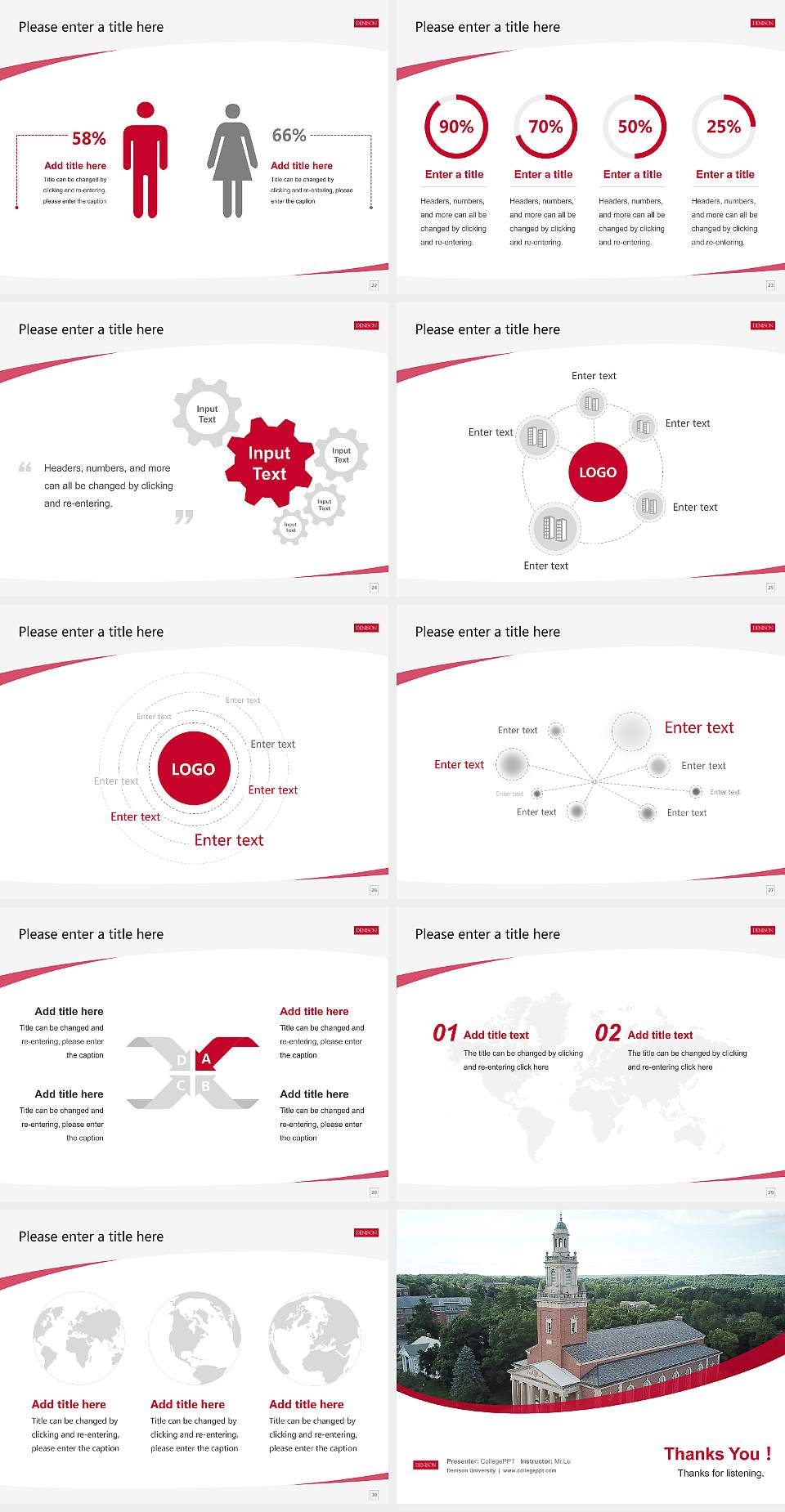 Denison University Course/Courseware Creation PPT Template4:3 ratio PPT effect preview image4
