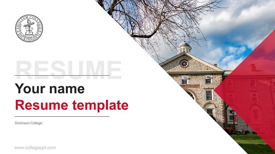 Dickinson College Resume PPT Template16:9 ratio PPT effect preview image