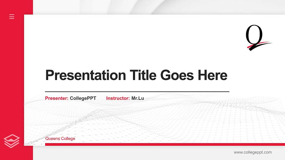 Queens College Thesis Proposal/Graduation Defense PPT Template16:9 ratio PPT effect preview image