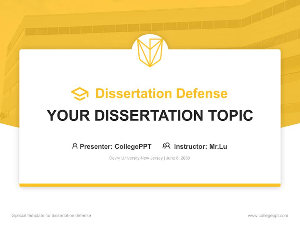 Devry University-New Jersey Graduation Thesis Defense PPT Template4:3 ratio PPT effect preview image7