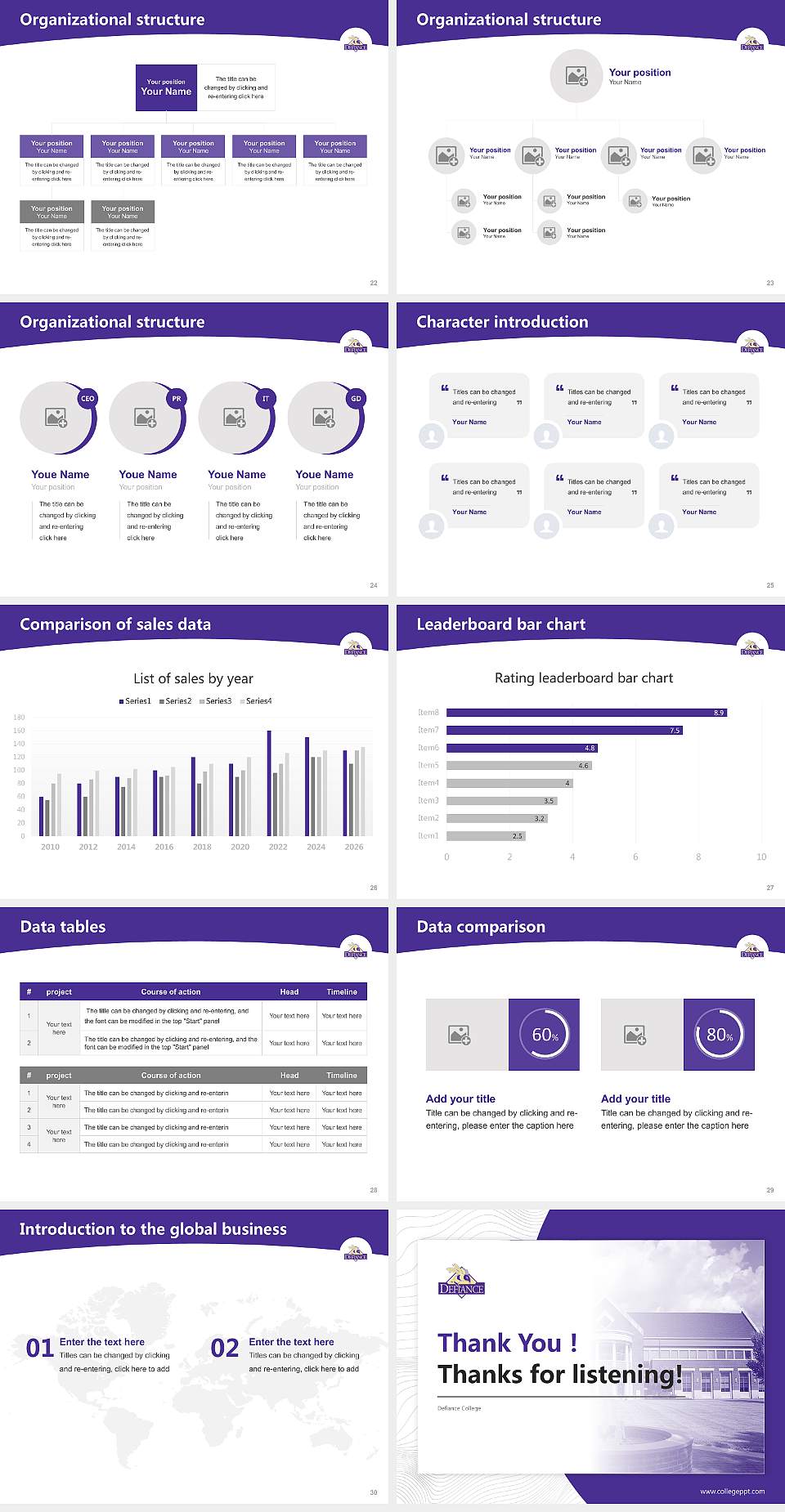 Defiance College Academic Presentation/Research Findings Report PPT Template4:3 ratio PPT effect preview image4