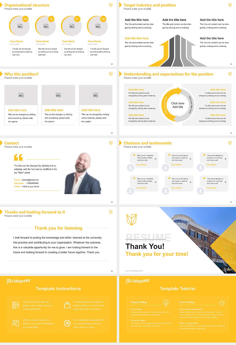 Devry University-North Carolina Resume PPT Template16:9 ratio PPT effect preview image4