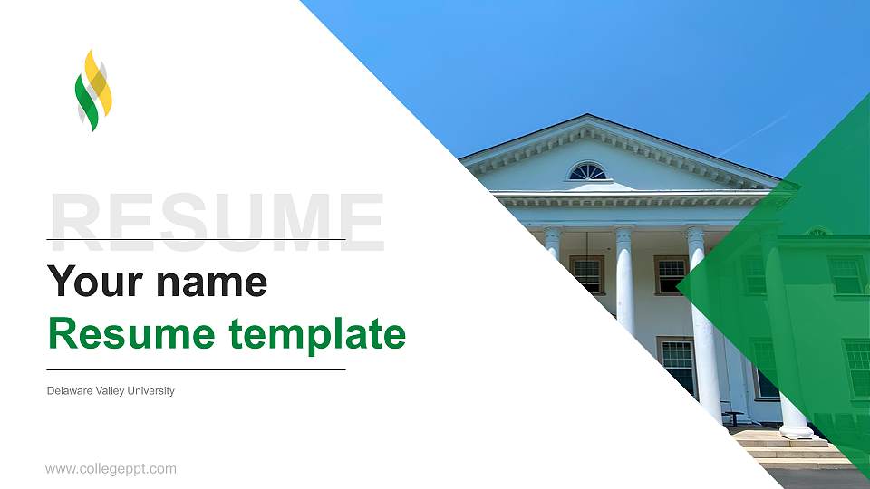 Delaware Valley University Resume PPT Template16:9 ratio PPT effect preview image