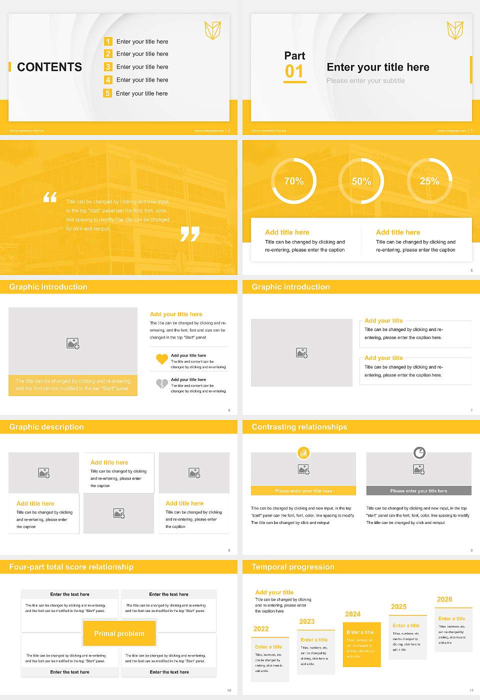 Devry University-Florida Thesis Proposal/Graduation Defense PPT Template16:9 ratio PPT effect preview image2