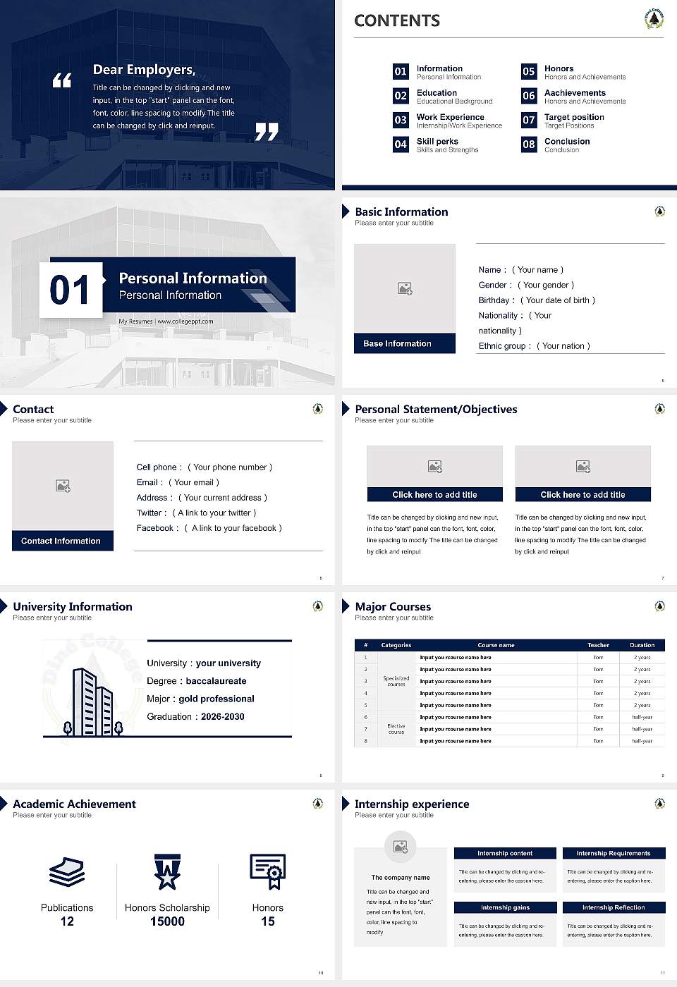 Dine College Resume PPT Template16:9 ratio PPT effect preview image2