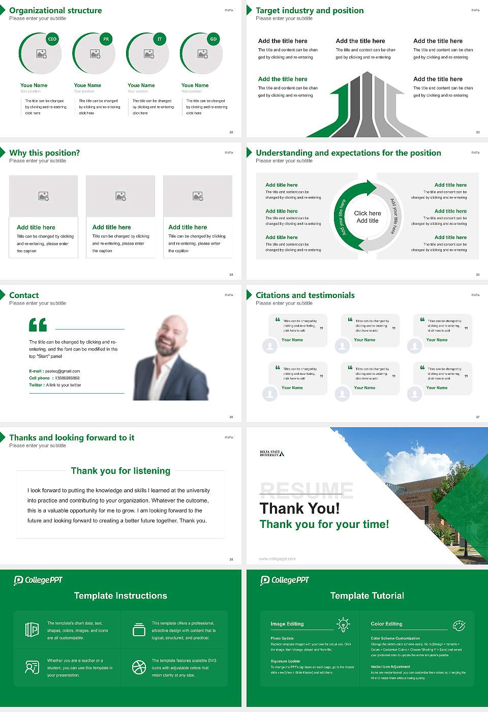 Delta State University Resume PPT Template16:9 ratio PPT effect preview image4