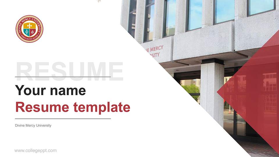 Divine Mercy University Resume PPT Template16:9 ratio PPT effect preview image1