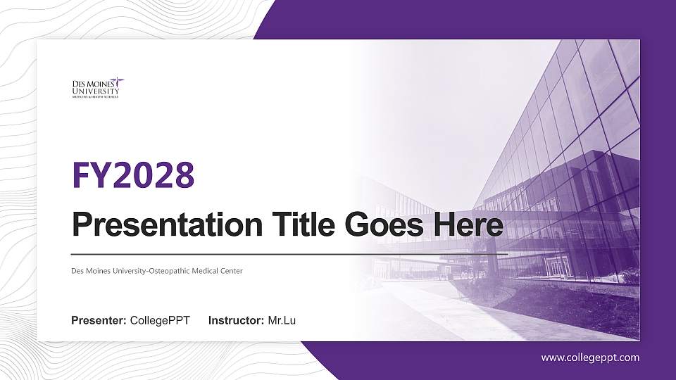 Des Moines University-Osteopathic Medical Center Academic Presentation/Research Findings Report PPT Template16:9 ratio PPT effect preview image