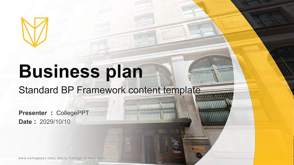 Devry College of New York Competition/Entrepreneurship Contest PPT Template16:9 ratio PPT effect preview image