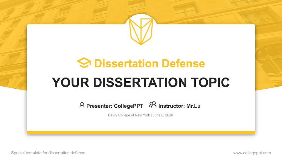 Devry College of New York Graduation Thesis Defense PPT Template16:9 ratio PPT effect preview image