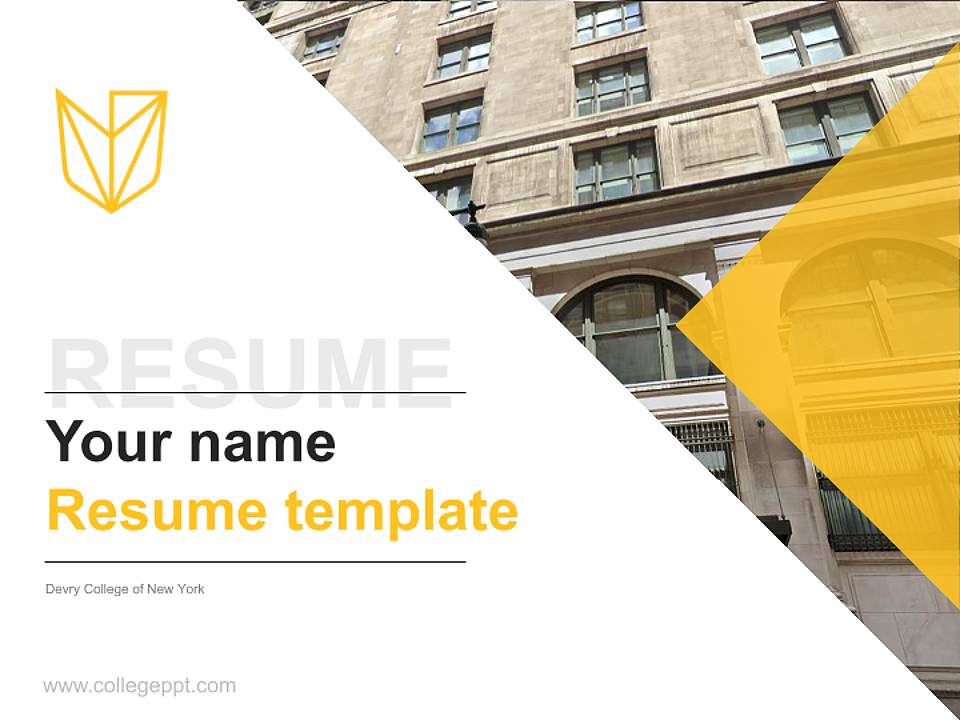 Devry College of New York Resume PPT Template4:3 ratio PPT effect preview image5