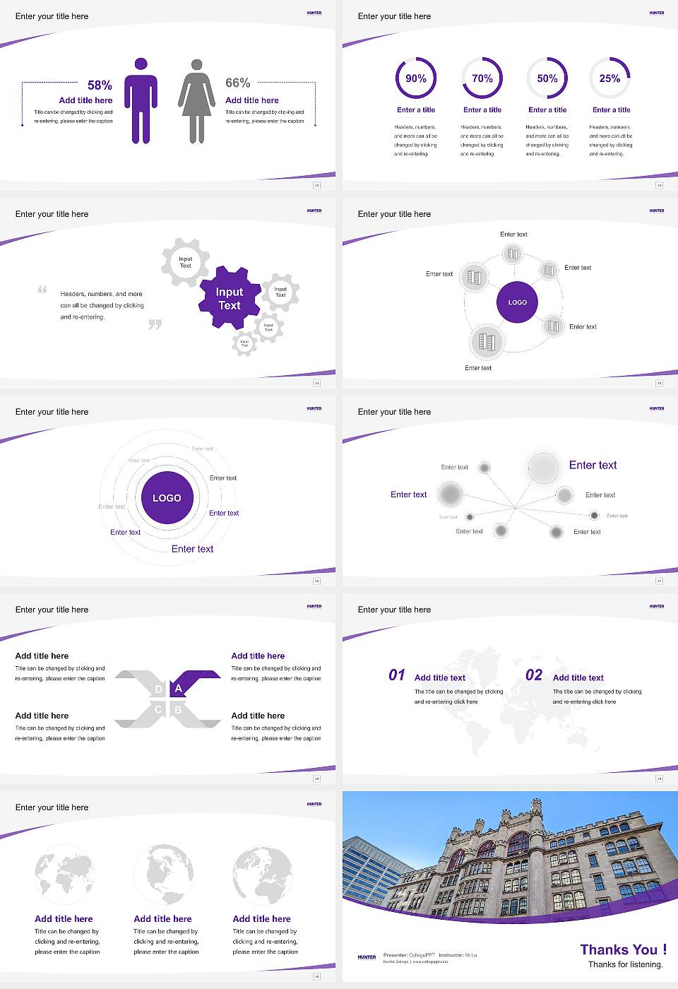Hunter College Course/Courseware Creation PPT Template16:9 ratio PPT effect preview image4