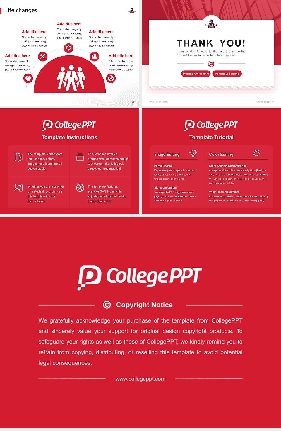 Davis & Elkins College National Scholarship Defense PPT Template4:3 ratio PPT effect preview image4