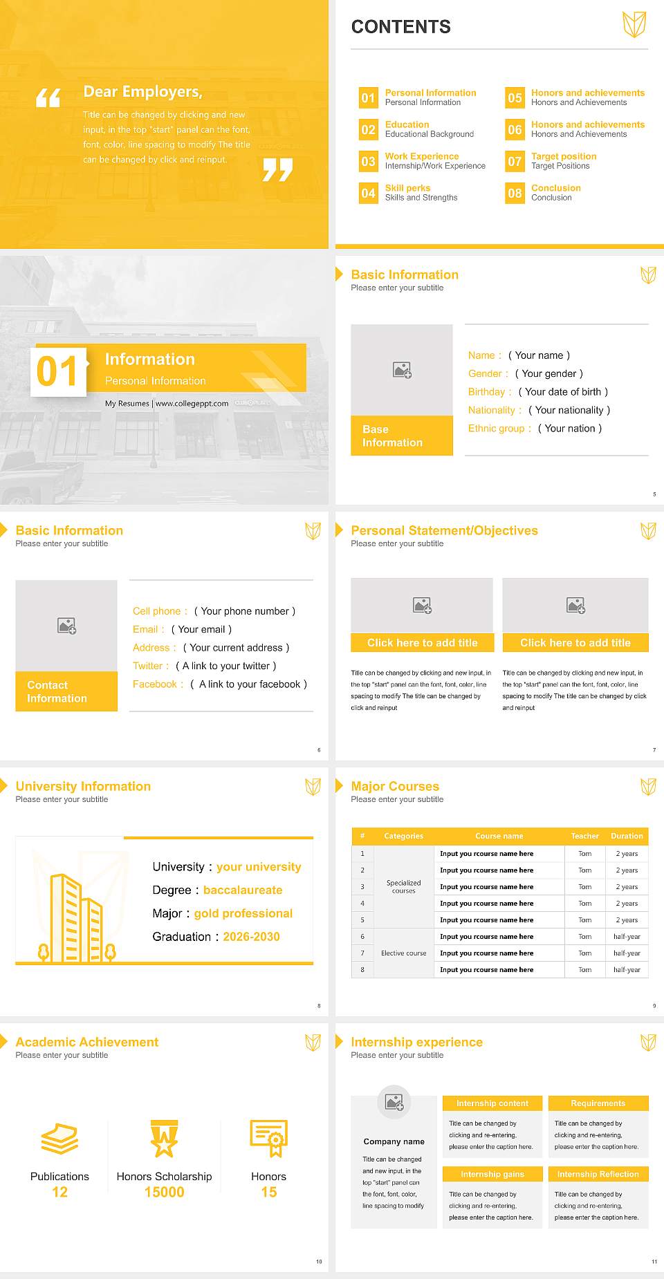 Devry University-Illinois Resume PPT Template4:3 ratio PPT effect preview image2