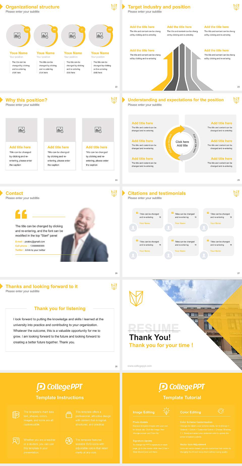 Devry University-Illinois Resume PPT Template4:3 ratio PPT effect preview image4