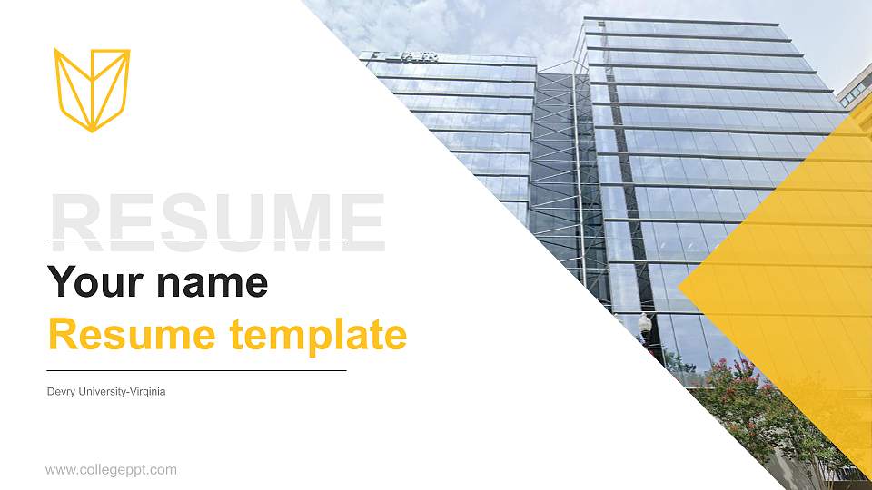 Devry University-Virginia Resume PPT Template16:9 ratio PPT effect preview image