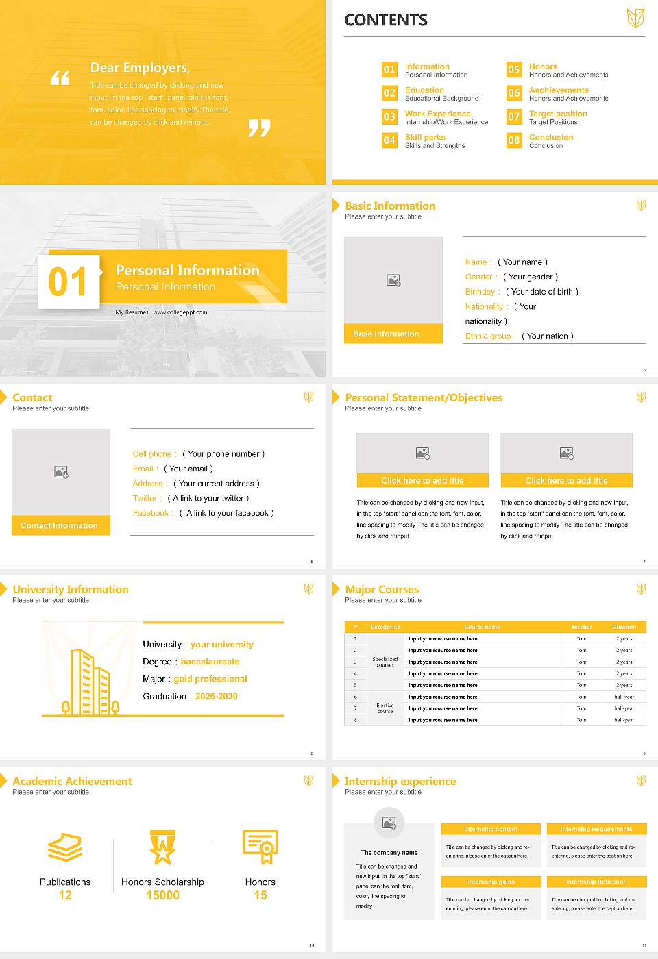 Devry University-Virginia Resume PPT Template16:9 ratio PPT effect preview image2