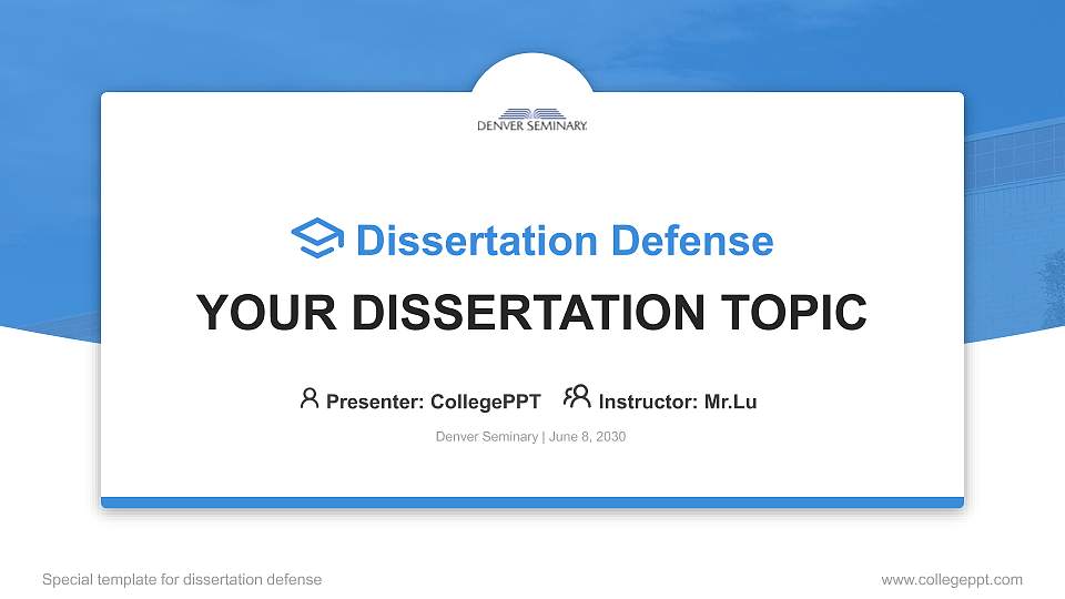 Denver Seminary Graduation Thesis Defense PPT Template16:9 ratio PPT effect preview image
