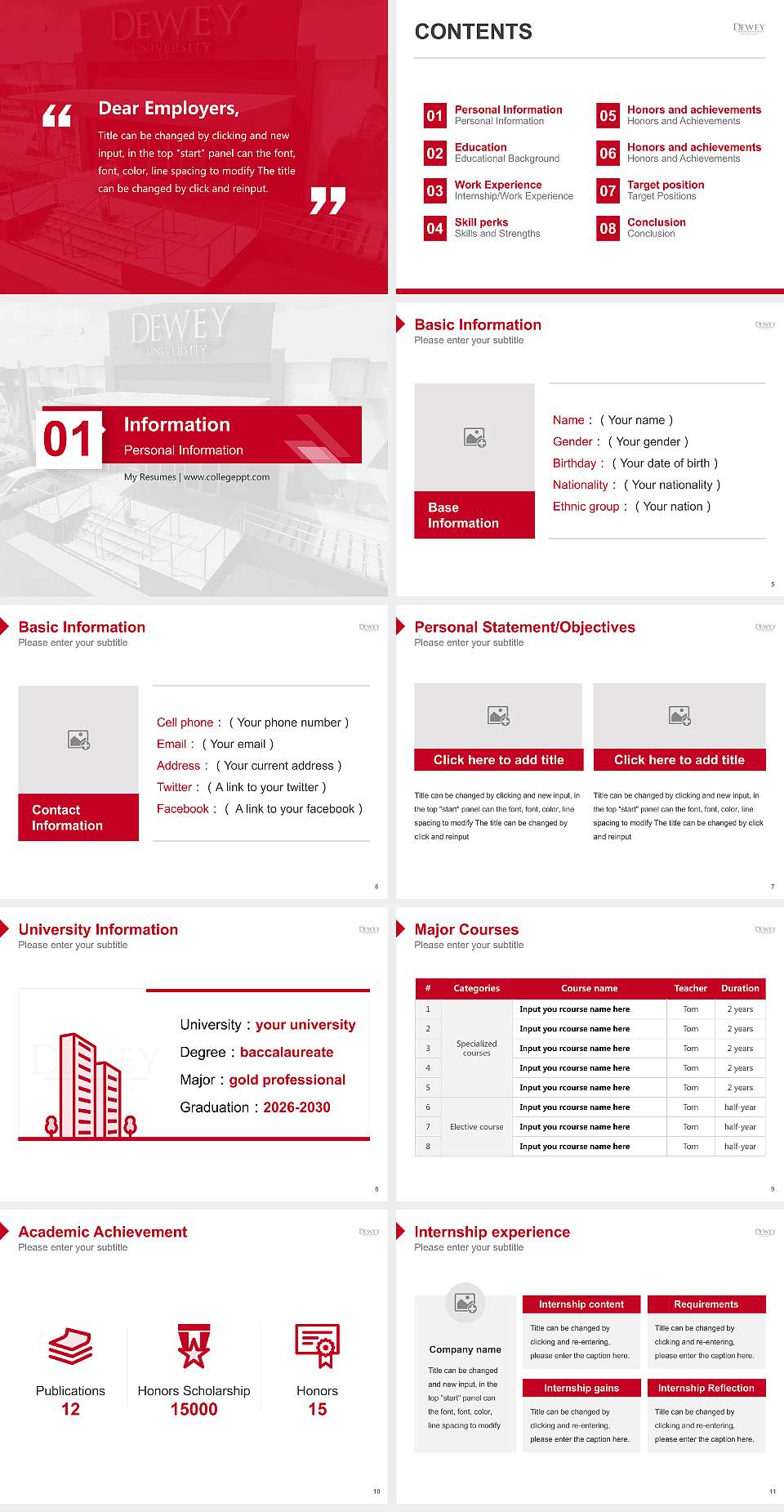Dewey University-Carolina Resume PPT Template4:3 ratio PPT effect preview image2