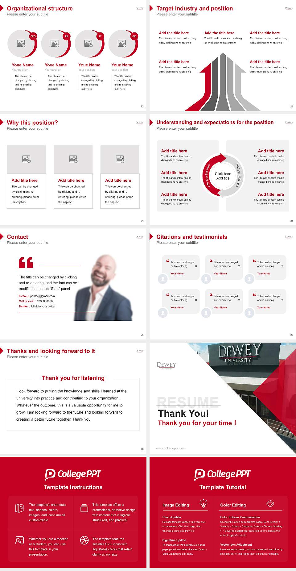 Dewey University-Carolina Resume PPT Template4:3 ratio PPT effect preview image4