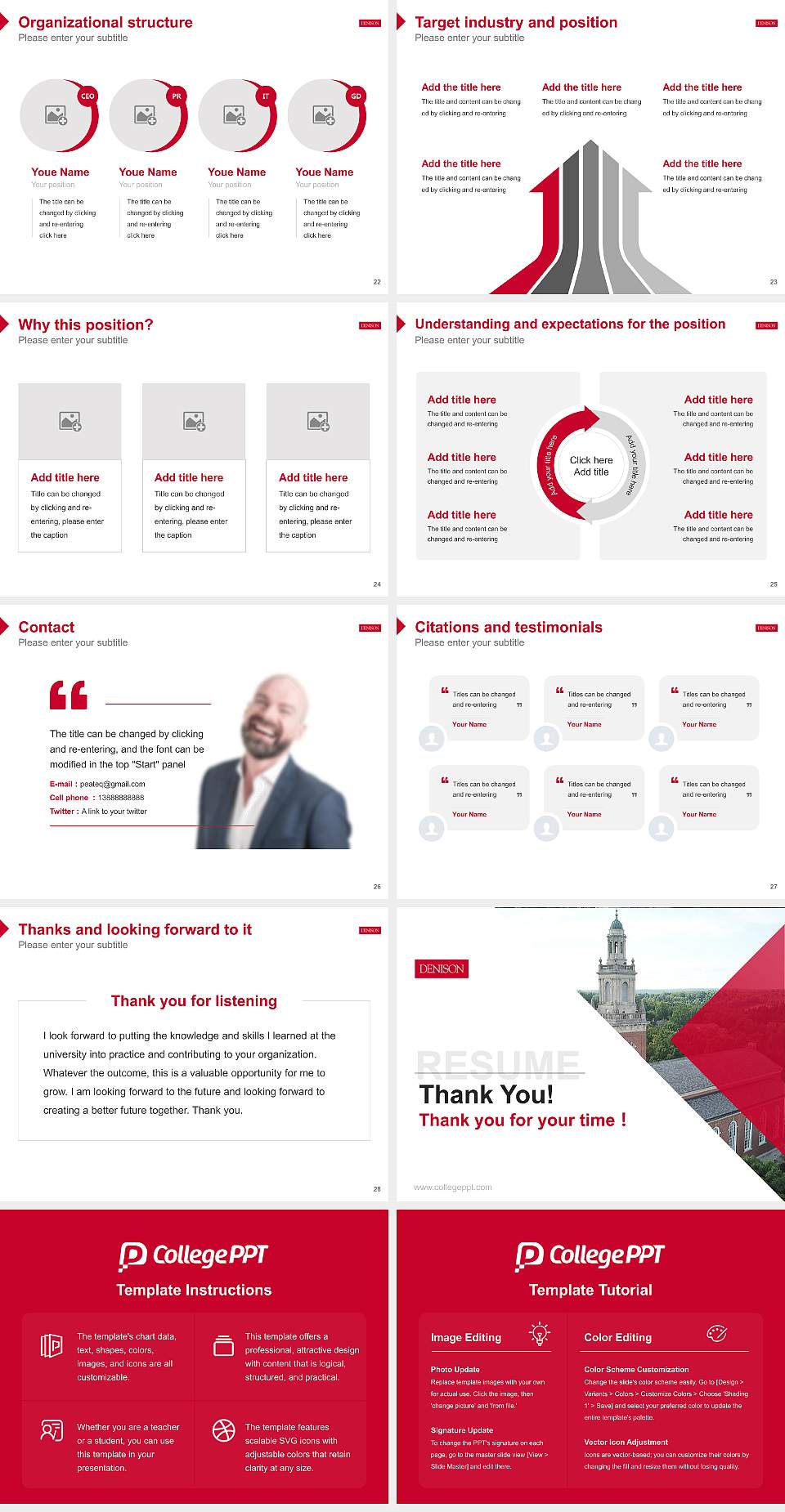 Denison University Resume PPT Template4:3 ratio PPT effect preview image4