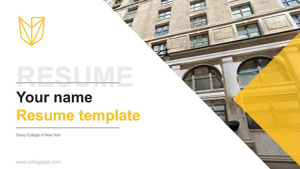Devry College of New York Resume PPT Template16:9 ratio PPT effect preview image