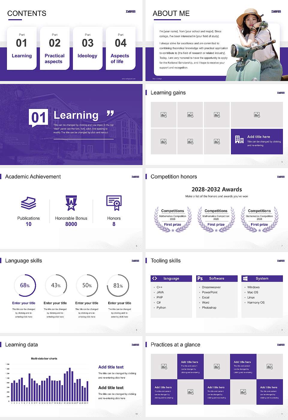 Davis College National Scholarship Defense PPT Template16:9 ratio PPT effect preview image2
