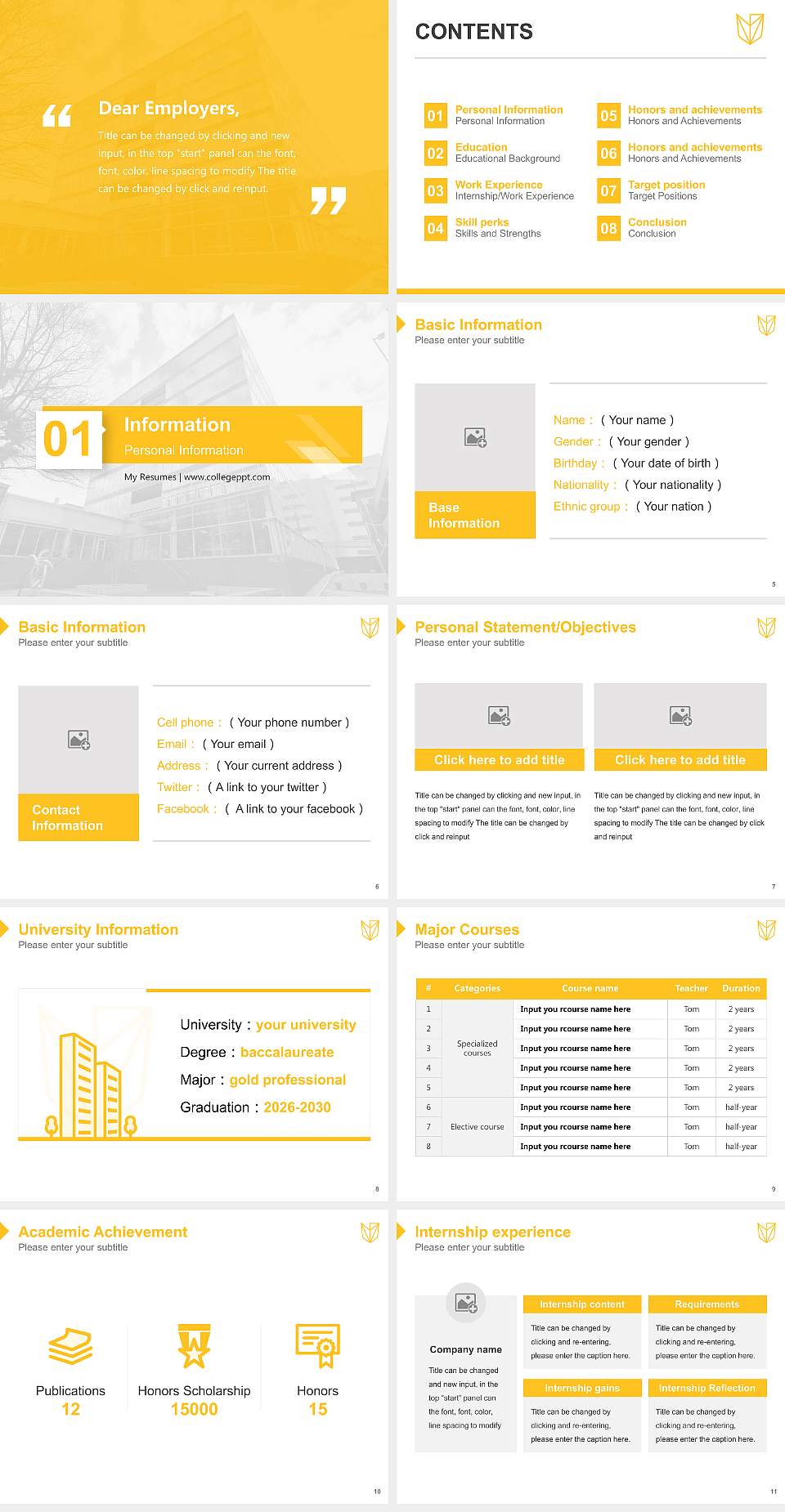 Devry University-Georgia Resume PPT Template4:3 ratio PPT effect preview image2