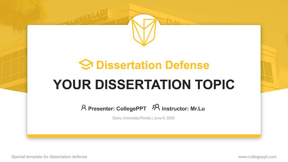 Devry University-Florida Graduation Thesis Defense PPT Template16:9 ratio PPT effect preview image