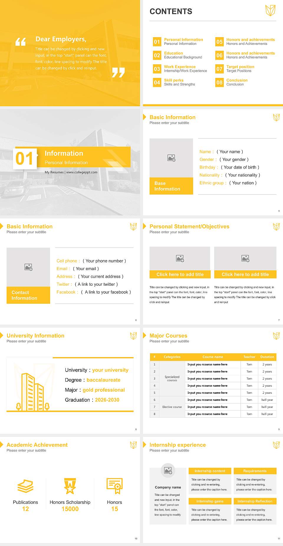Devry University-Tennessee Resume PPT Template4:3 ratio PPT effect preview image2
