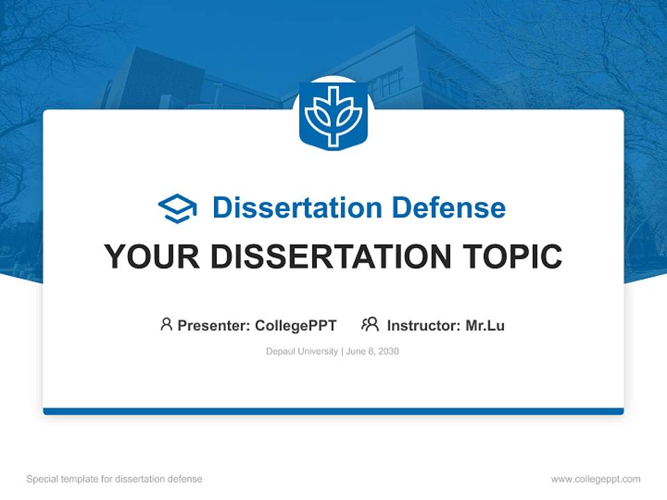 Depaul University Graduation Thesis Defense PPT Template4:3 ratio PPT effect preview image7