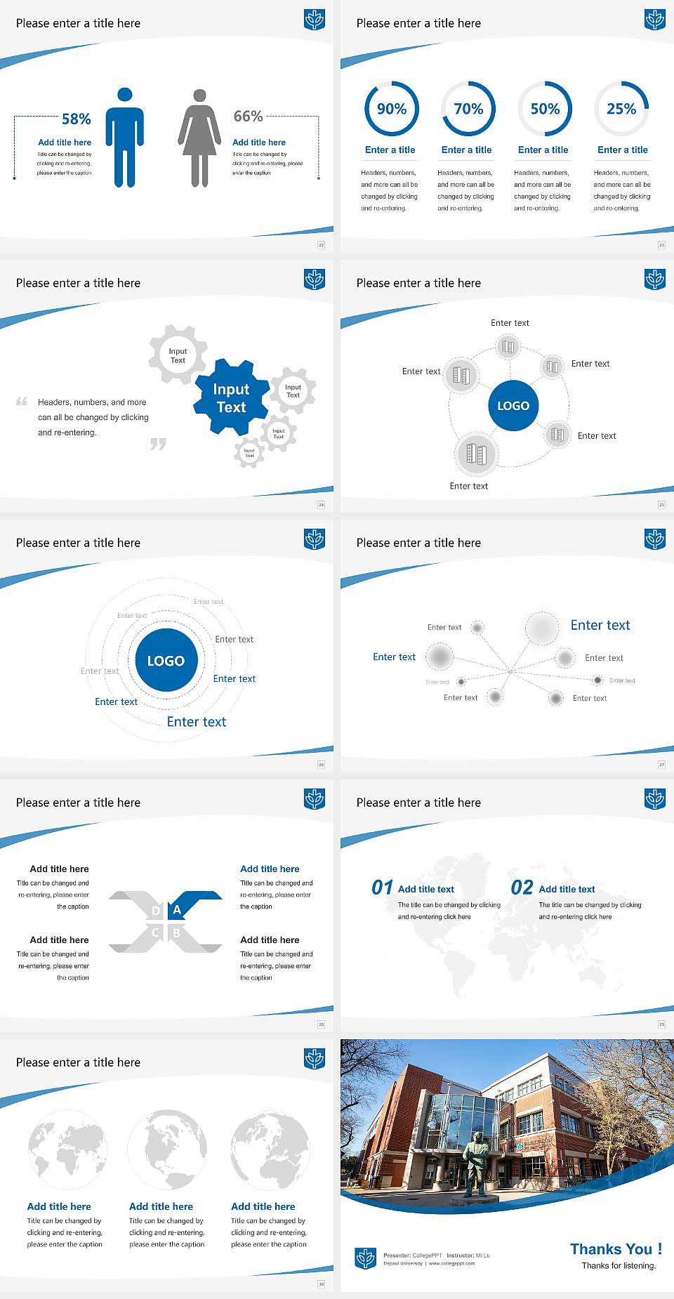 Depaul University Course/Courseware Creation PPT Template4:3 ratio PPT effect preview image4