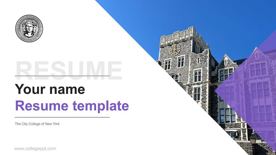 The City College of New York Resume PPT Template16:9 ratio PPT effect preview image