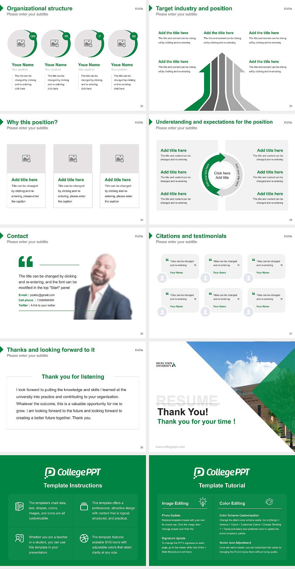 Delta State University Resume PPT Template4:3 ratio PPT effect preview image4