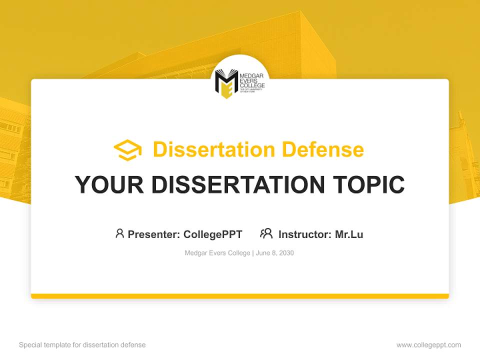 Medgar Evers College Graduation Thesis Defense PPT Template4:3 ratio PPT effect preview image7